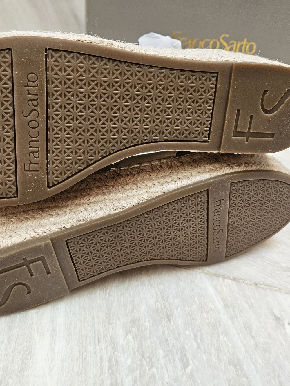 Franco Sarto Cream Espadrille Wedge Sandals with Ankle Strap Size 8...NW